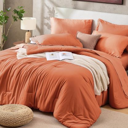 Sasttie Navy Blue Queen Comforter Set 7-Piece, Pre-Washed Bed in a Bag | OEKO-TEX, Soft & Breathable, All-Season Bedding Set with Comforter, Sheets, Pillowcases & Pillow Shams, Down Alternative