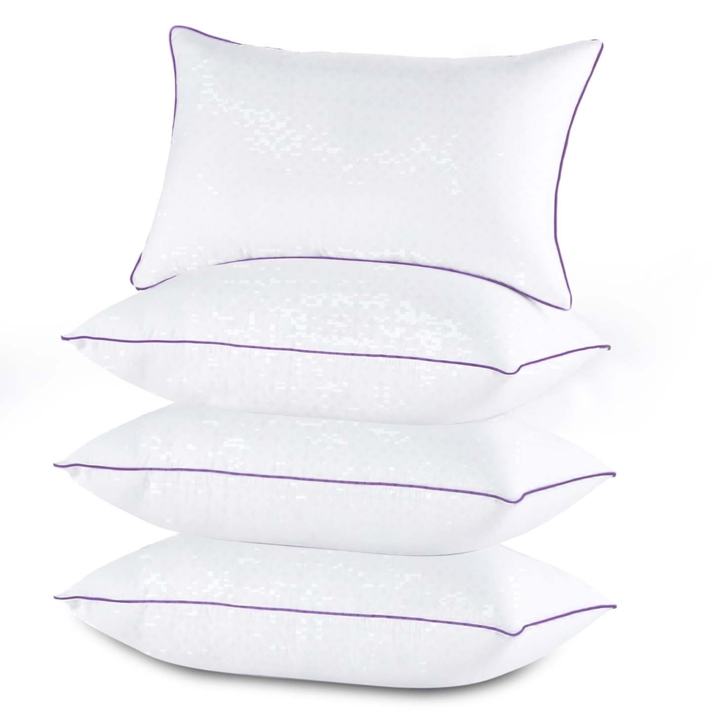 Sasttie Hotel Down Alternative Bed Pillows for Side, Back & Stomach Sleepers - Standard / White & Purple / 4 Pack