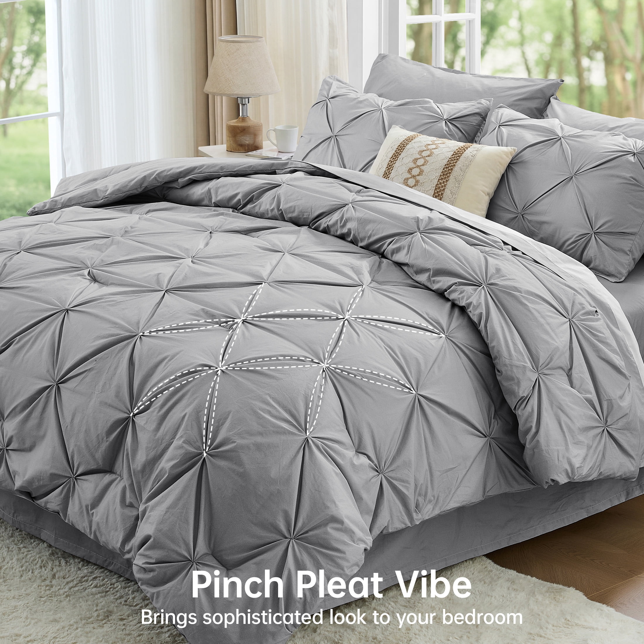 Sasttie 7-Piece Pintuck Comforter Set, Bed in a Bag, All-Season Bedding Set product image 7