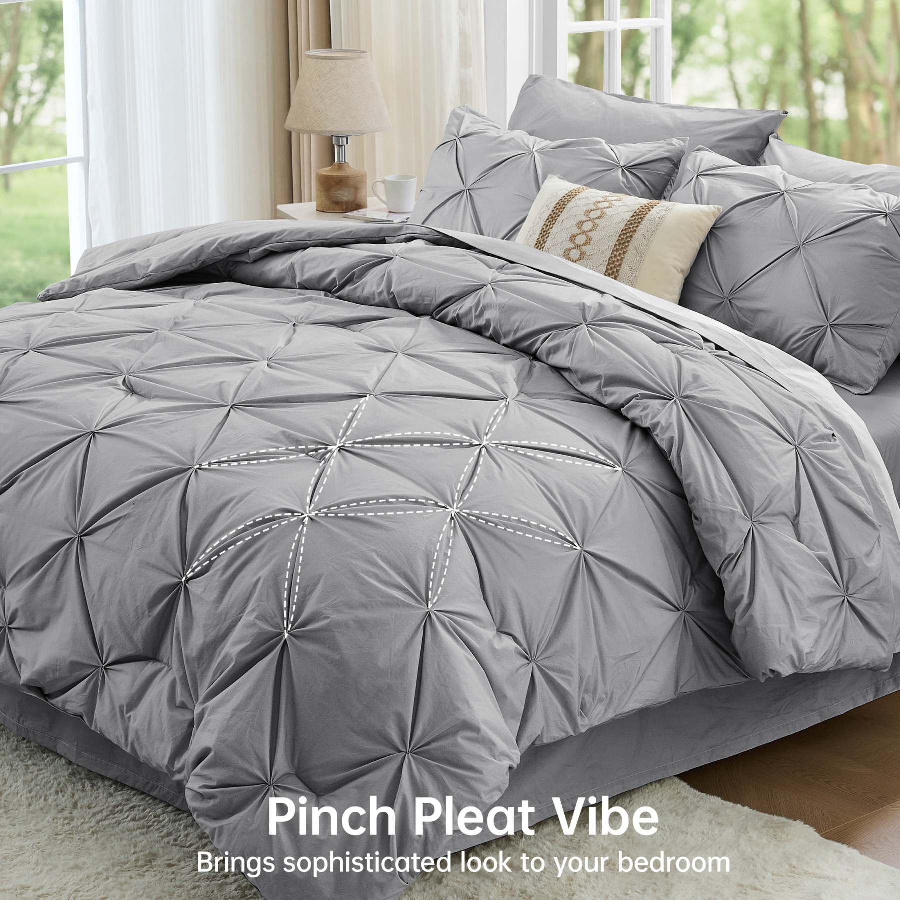 Sasttie 7-Piece Pintuck Comforter Set, Bed in a Bag, All-Season Bedding Set product image 7