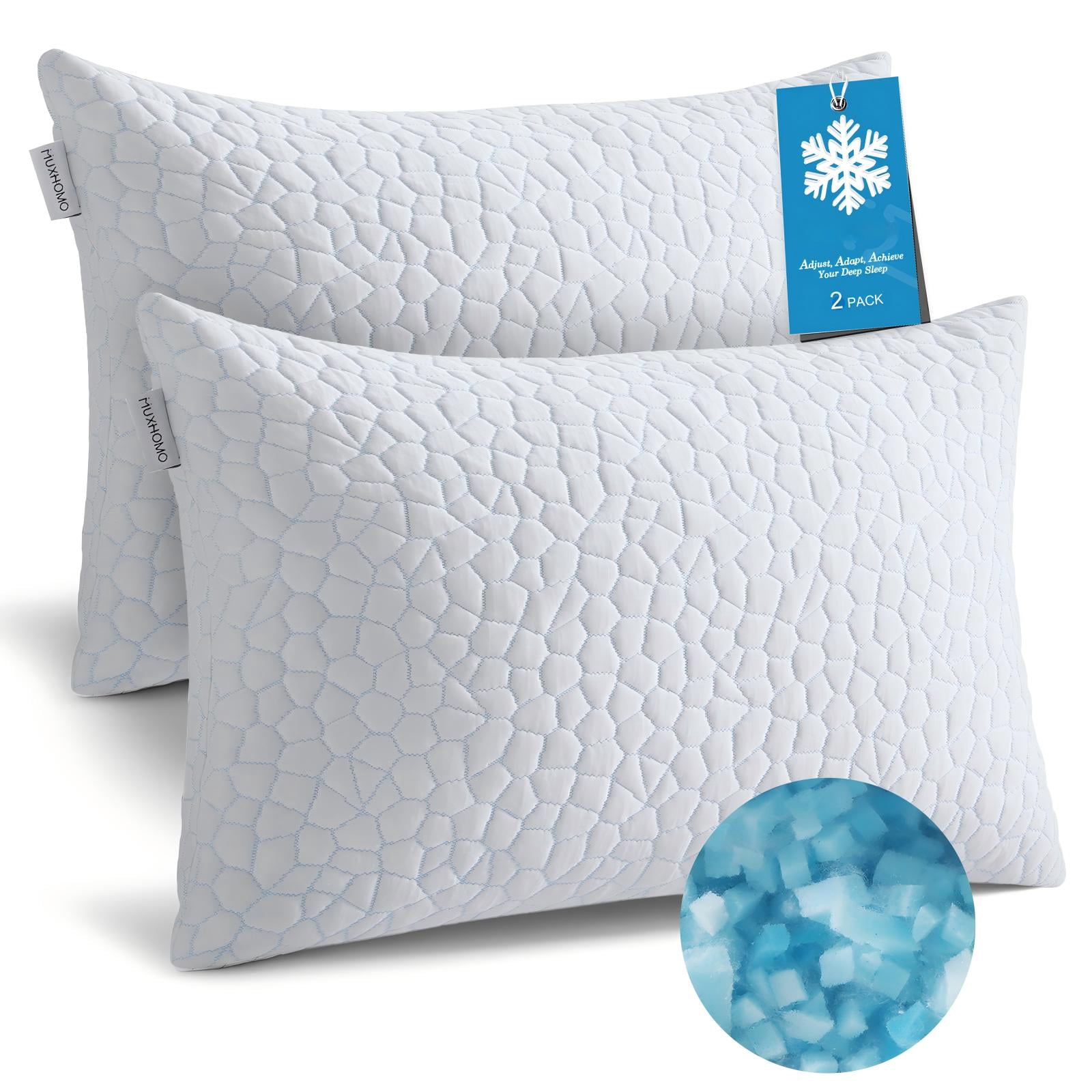 Sasttie Adjustable Shredded Memory Foam Pillows with Cooling Breathable Cover - Standard / 2 Pack