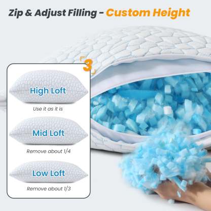 Sasttie Adjustable Shredded Memory Foam Pillows with Cooling Breathable Cover product image 3