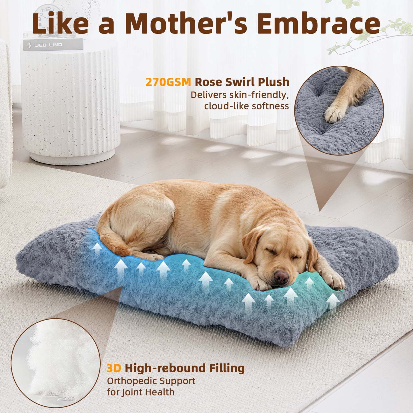 Sasttie Rose Velvet Dog Bed Crate Pad, Washable Plush Pet Mat with Non-Slip Bottom product image 4