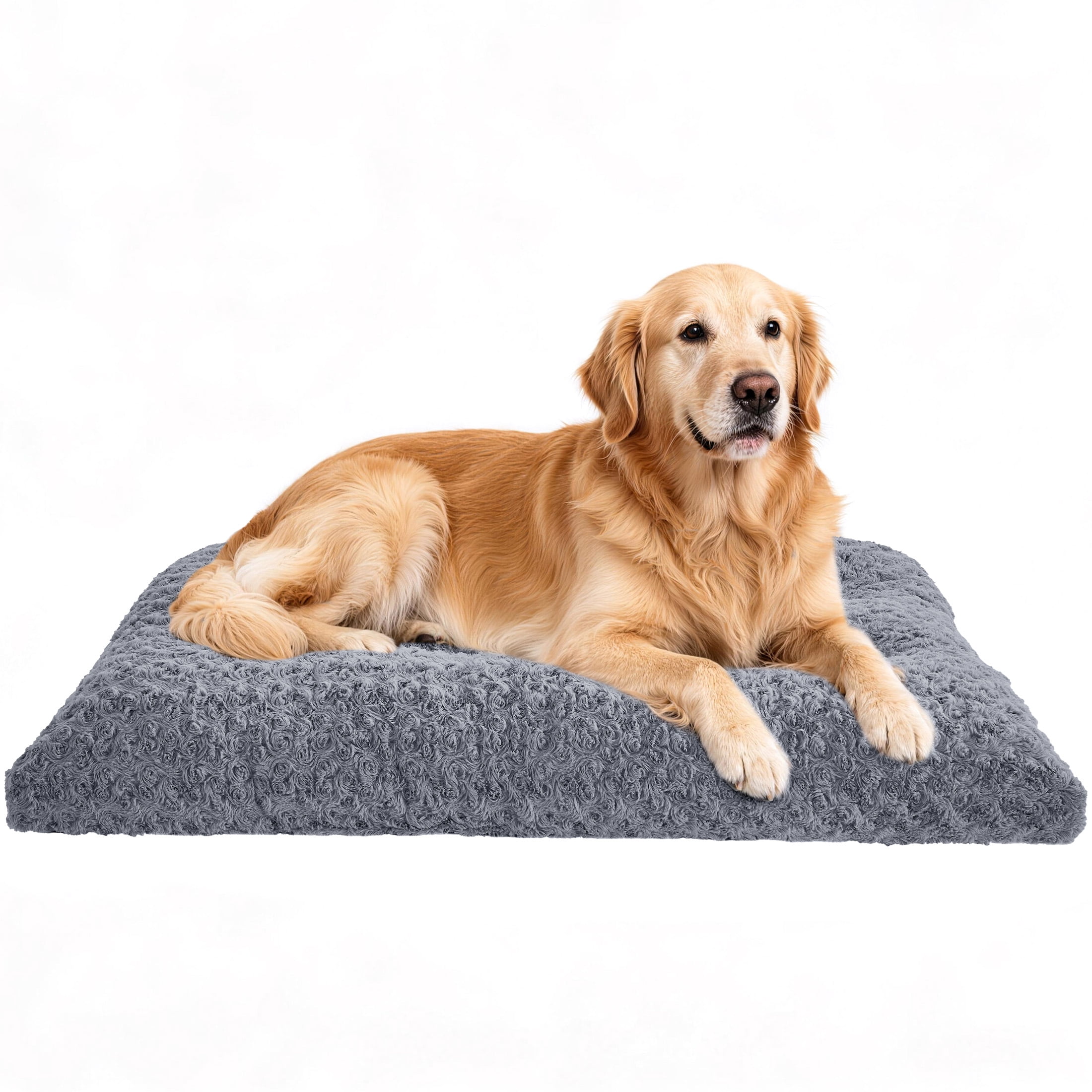 Sasttie Rose Velvet Dog Bed Crate Pad, Washable Plush Pet Mat with Non-Slip Bottom - XL (41" x 27" x 6") / Grey