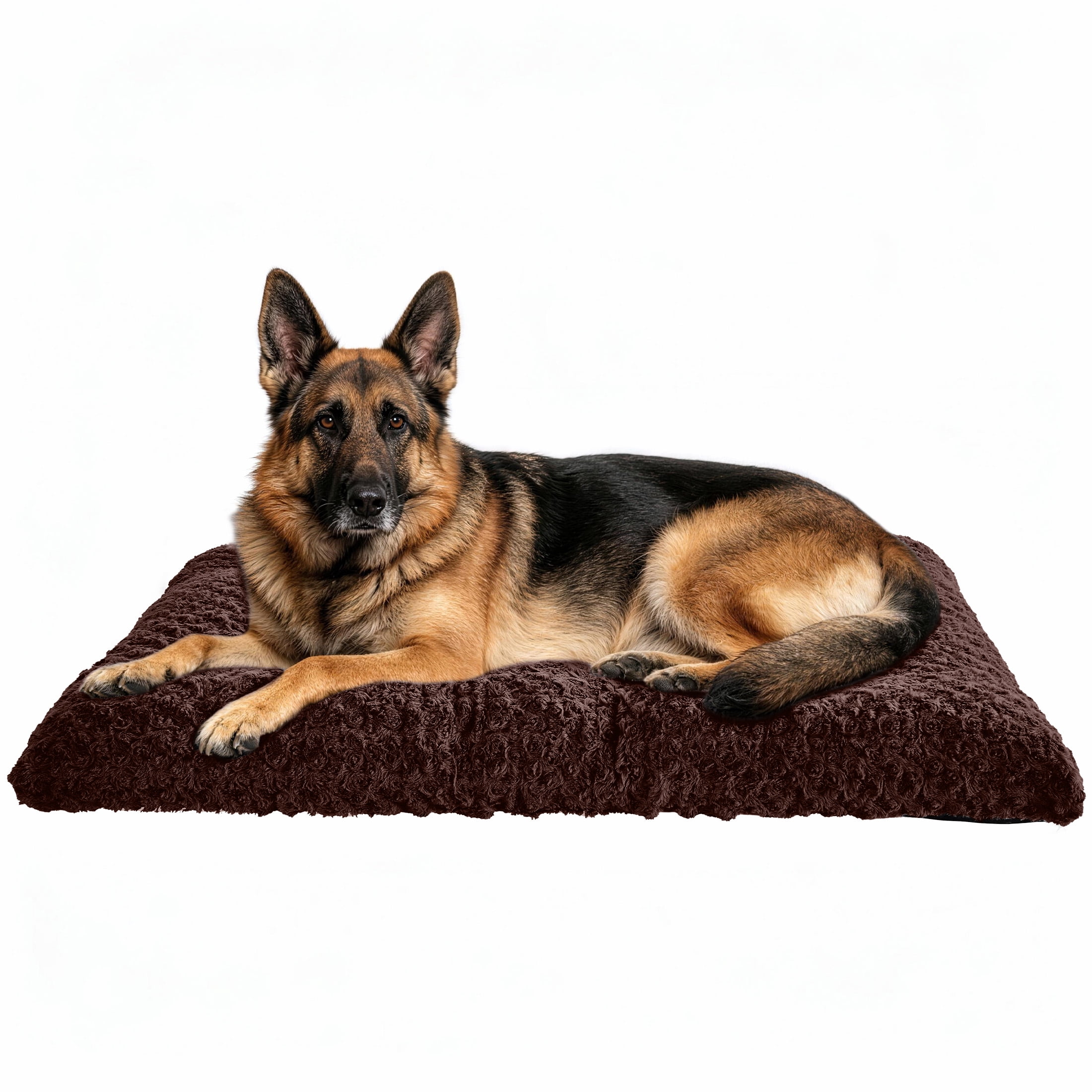 Sasttie Rose Velvet Dog Bed Crate Pad, Washable Plush Pet Mat with Non-Slip Bottom - XXL (47" x 29" x 6") / Dark Brown