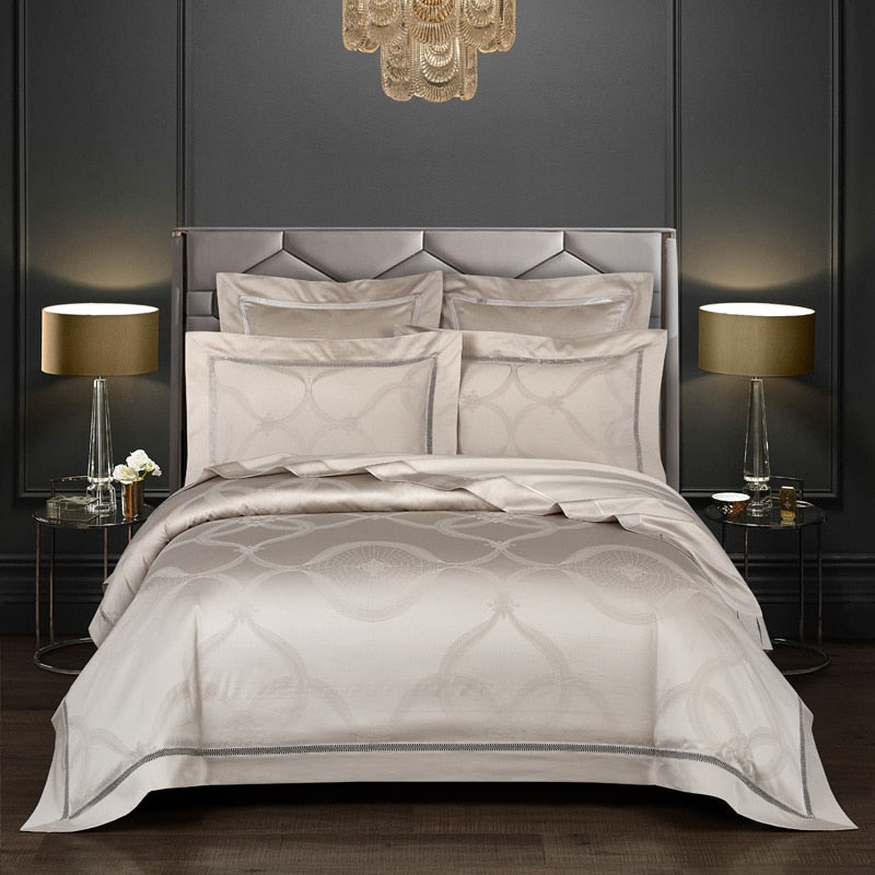 Aceline Grey Duvet Cover Set (1000TC Egyptian Cotton)-beddingset