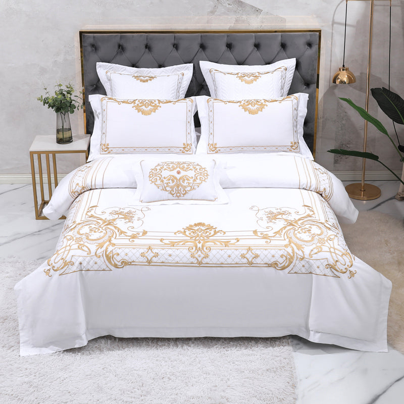luxury bedding gold white