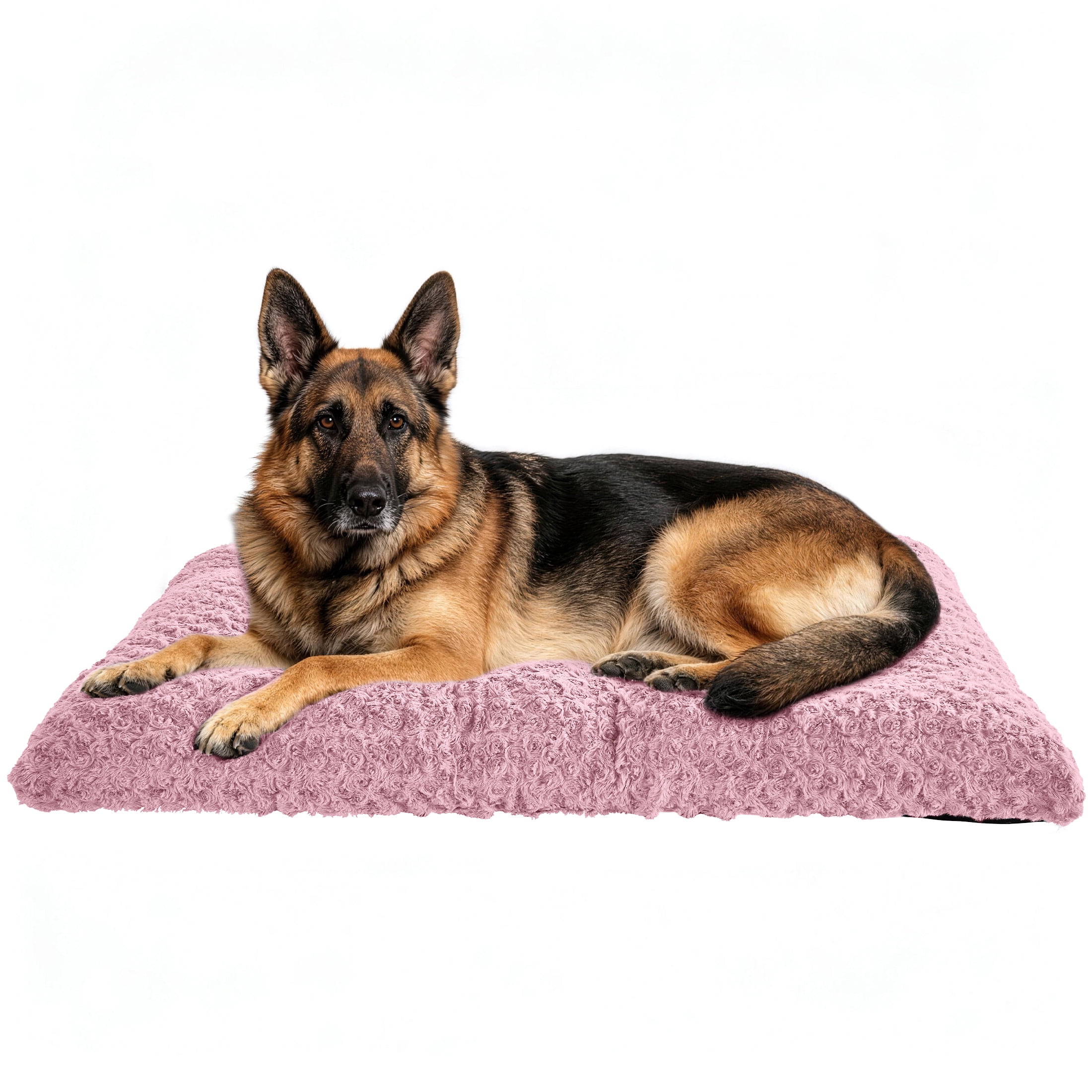 Sasttie Rose Velvet Dog Bed Crate Pad, Washable Plush Pet Mat with Non-Slip Bottom - XXL (47" x 29" x 6") / Pink