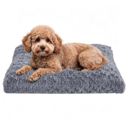 Sasttie Rose Velvet Dog Bed Crate Pad, Washable Plush Pet Mat with Non-Slip Bottom - S (23" x 18" x 4") / Grey