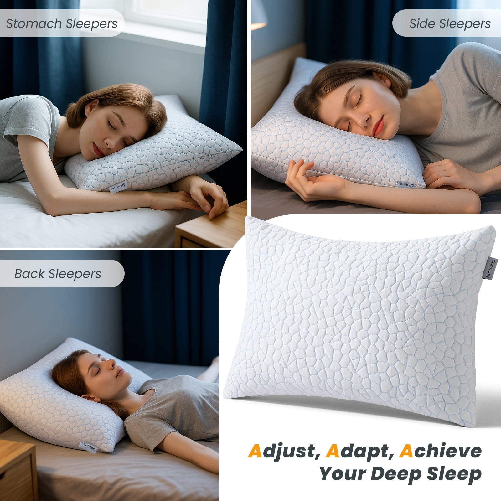 Sasttie Adjustable Shredded Memory Foam Pillows with Cooling Breathable Cover product image 4