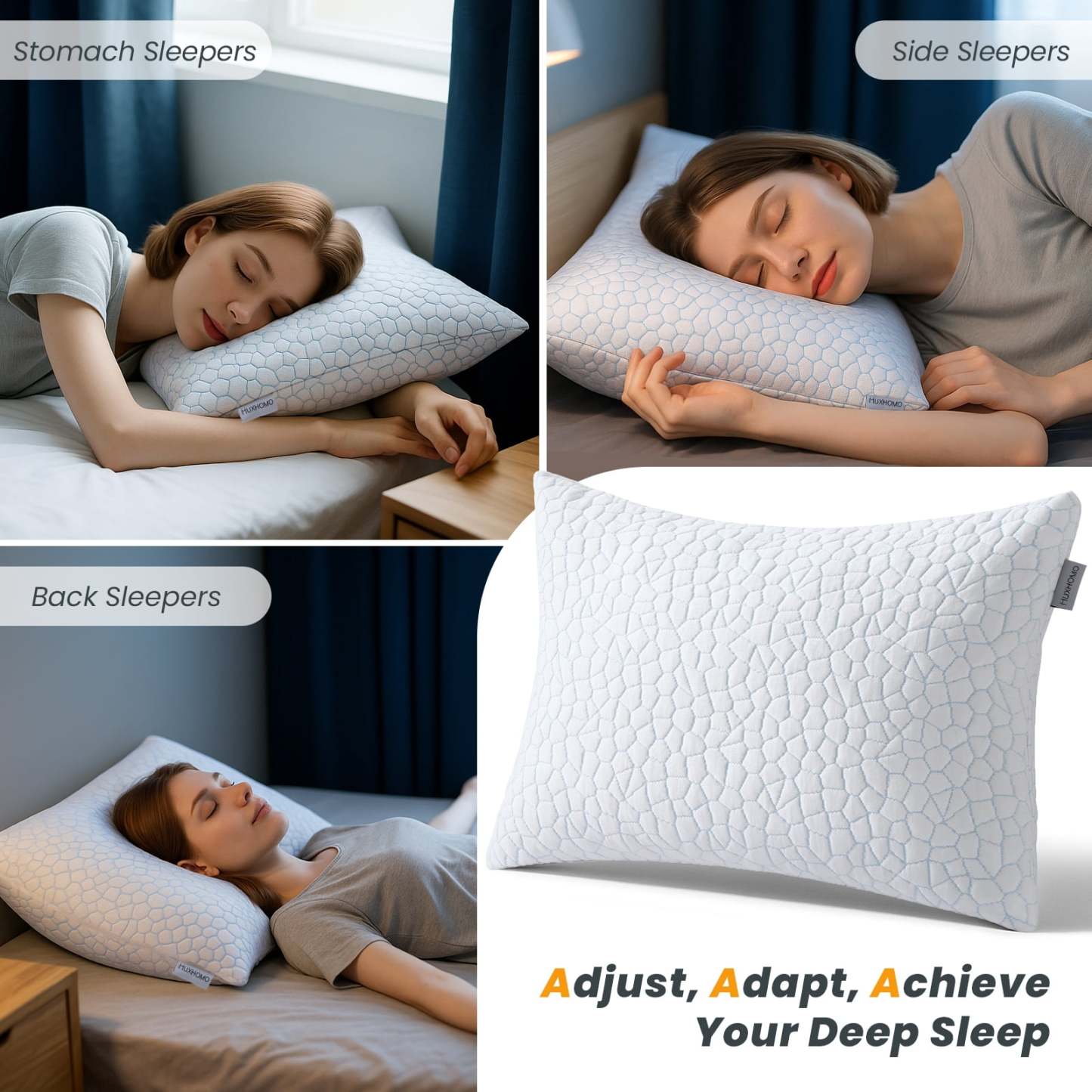 Sasttie Adjustable Shredded Memory Foam Pillows with Cooling Breathable Cover product image 4