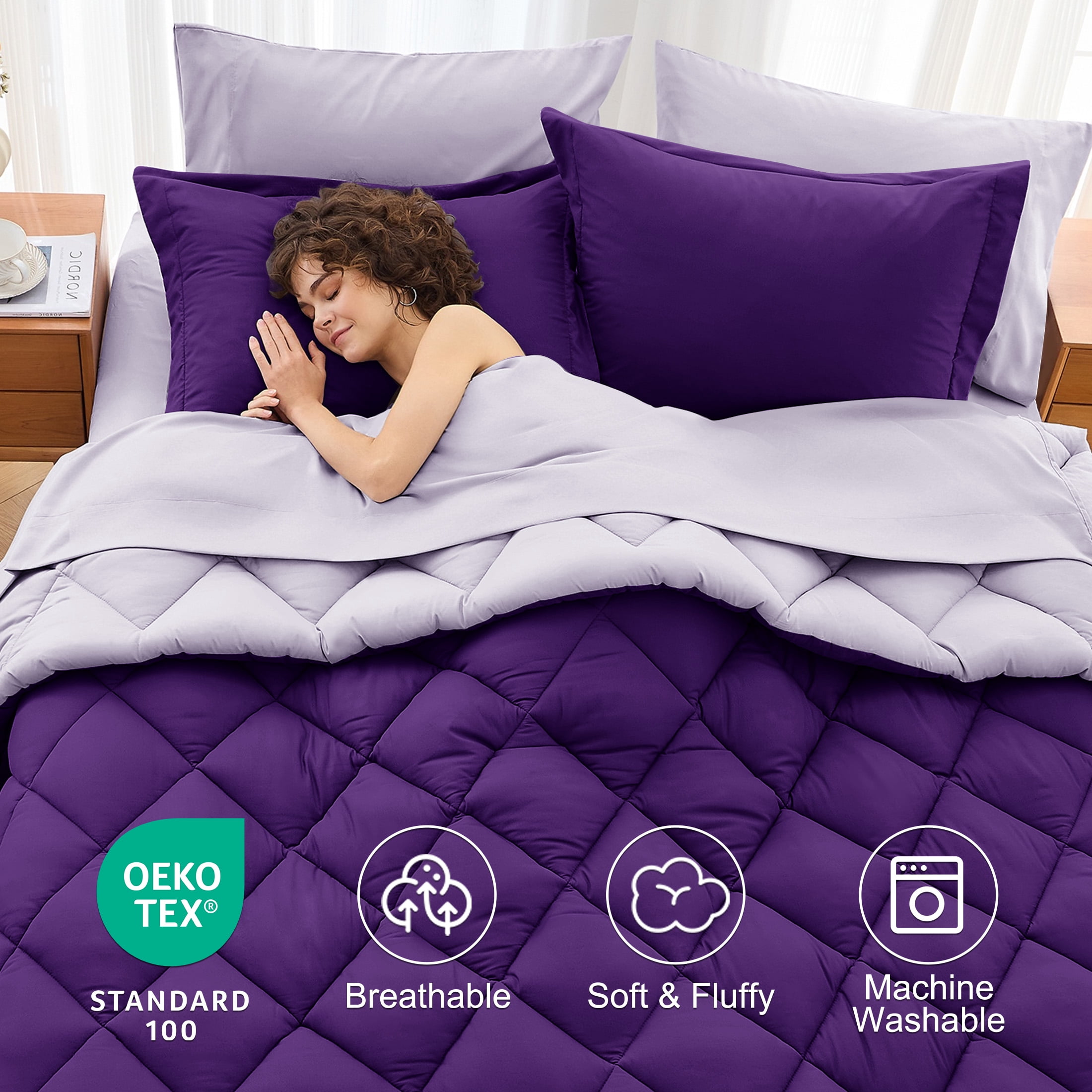 Sasttie 7-Piece Reversible Comforter Set, Bed in a Bag, All-Season Bedding Set product image 5