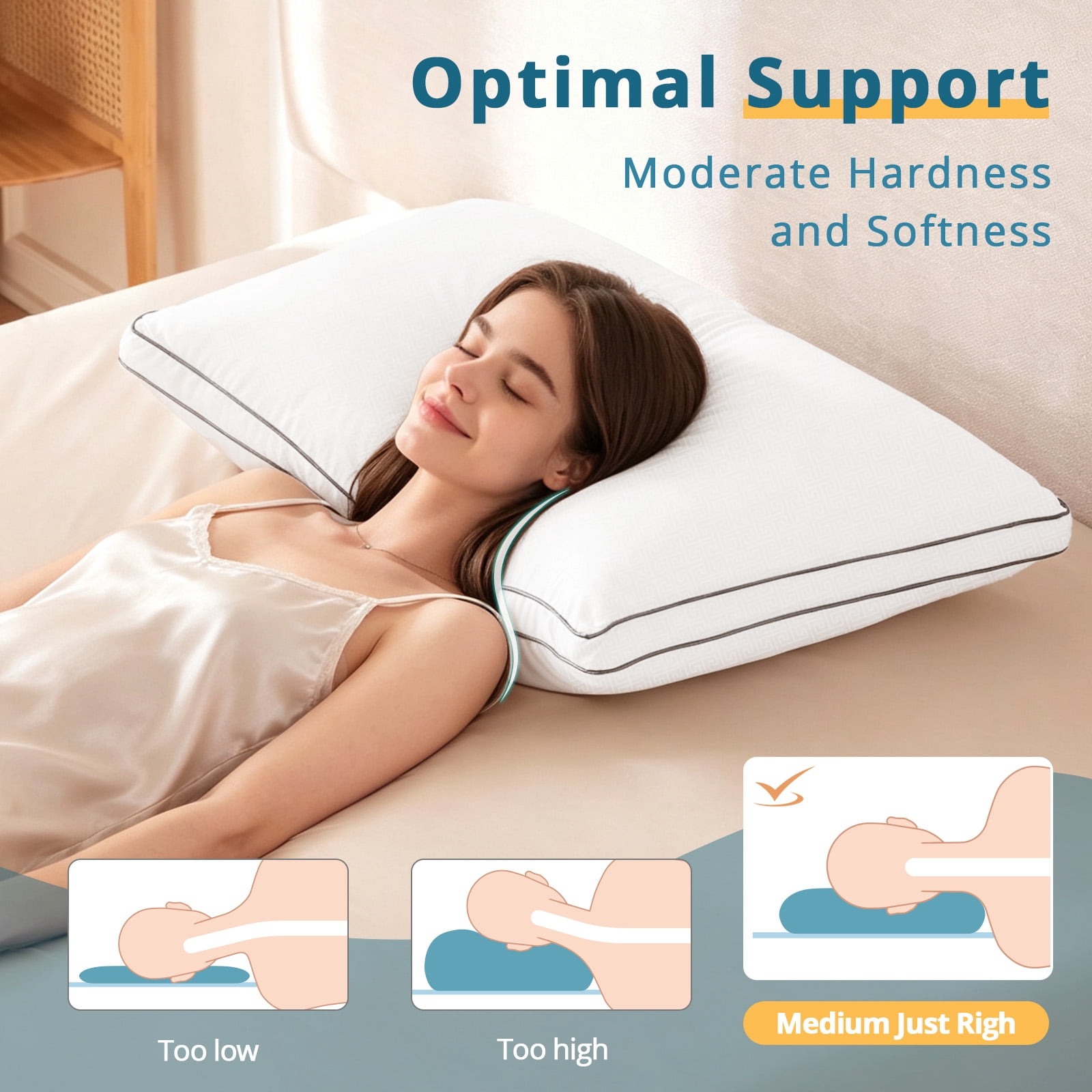Sasttie Gusseted Bed Pillows, Supportive Down Alternative Hotel Quality Pillows product image 6