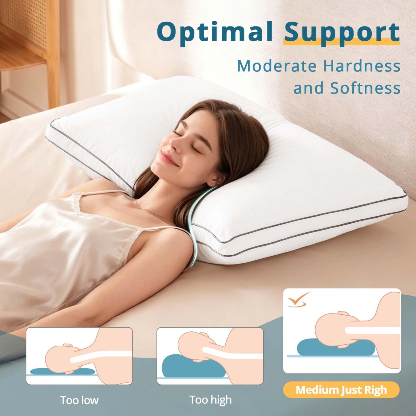 Sasttie Gusseted Bed Pillows, Supportive Down Alternative Hotel Quality Pillows product image 6