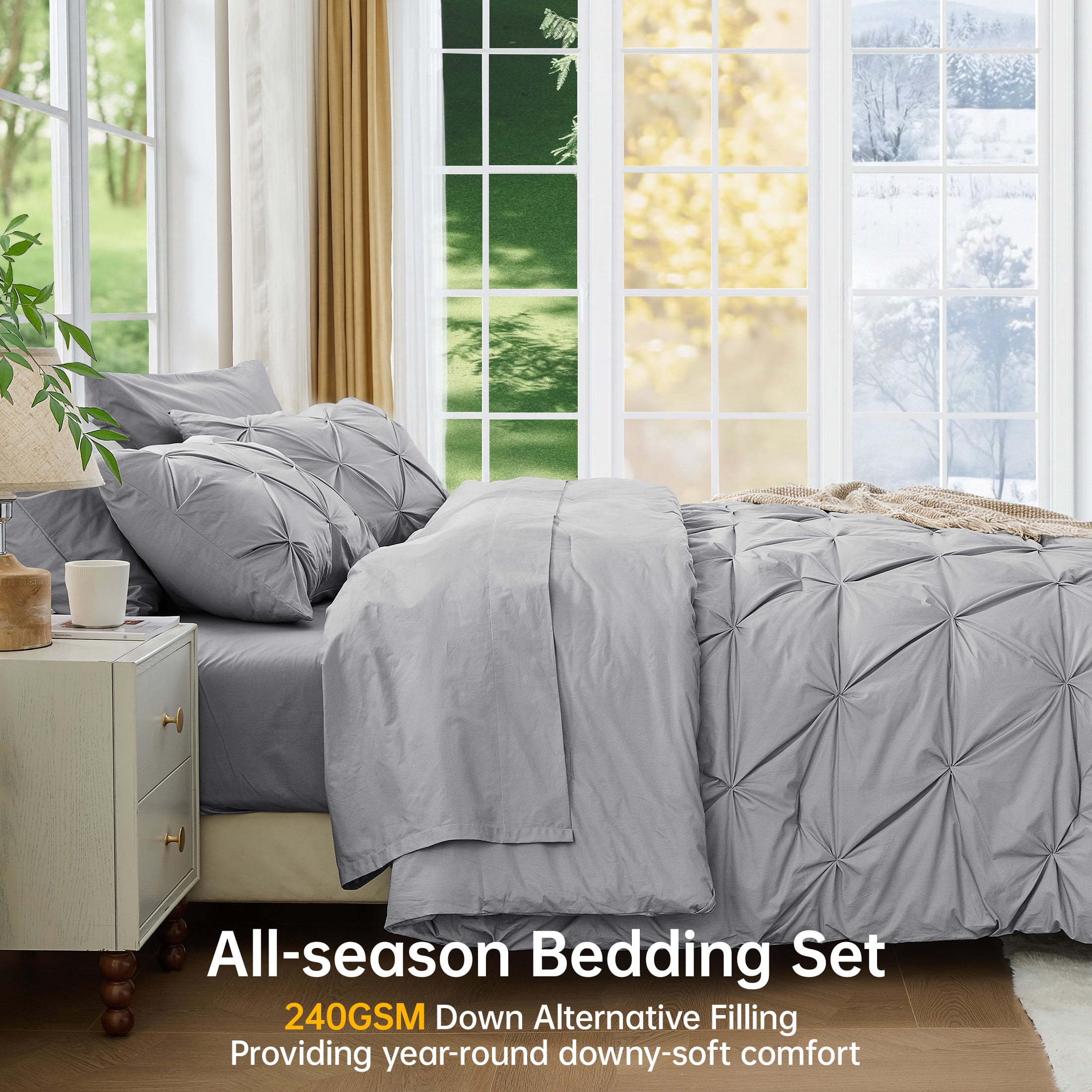 Sasttie 7-Piece Pintuck Comforter Set, Bed in a Bag, All-Season Bedding Set product image 1