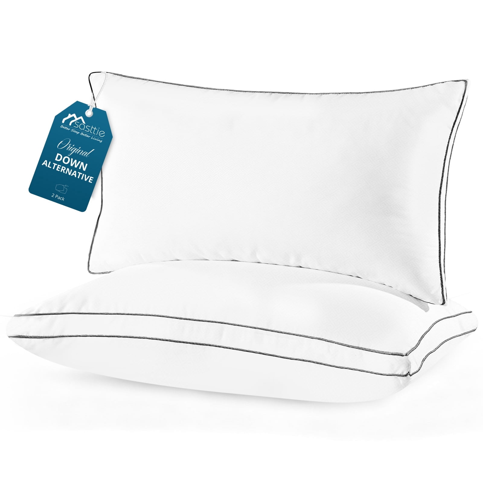 Sasttie Gusseted Bed Pillows, Supportive Down Alternative Hotel Quality Pillows - King / 2 Pack
