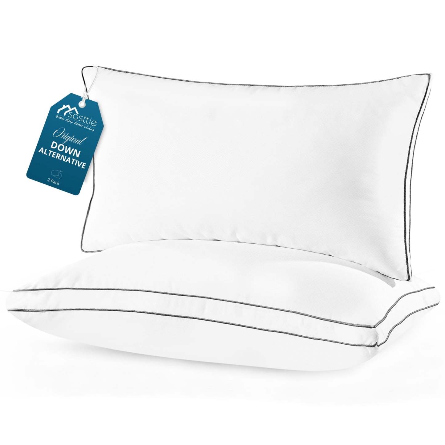 Sasttie Gusseted Bed Pillows, Supportive Down Alternative Hotel Quality Pillows - King / 2 Pack