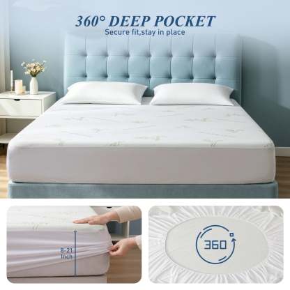 Sasttie 100% Waterproof Mattress Protector, Breathable Noiseless Deep Pocket Mattress Cover product image 4