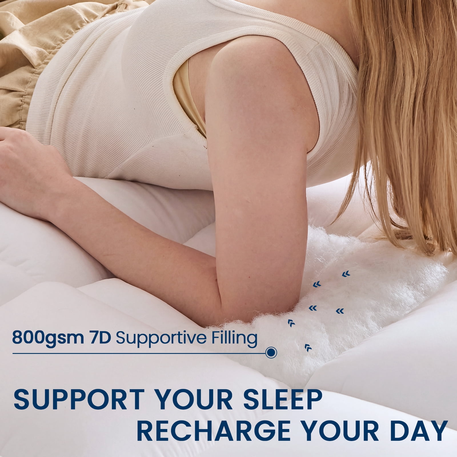 Sasttie Extra Thick 800GSM Mattress Topper, Pillow Top Deep Pocket Mattress Pad product image 6