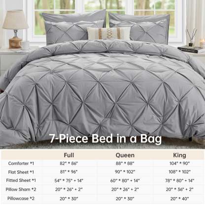Sasttie 7-Piece Pintuck Comforter Set, Bed in a Bag, All-Season Bedding Set product image 5