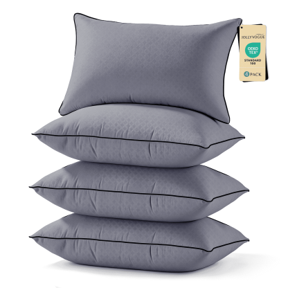 Sasttie Hotel Down Alternative Bed Pillows for Side, Back & Stomach Sleepers - Queen / Dark Grey & Black / 4 Pack