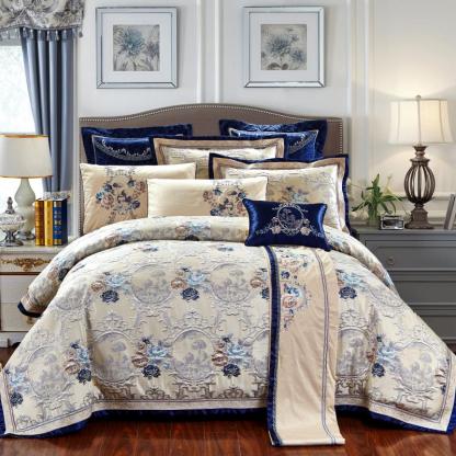 Rosamonde Duvet Cover Set (Embroidered Jacquard Cotton)-beddingset
