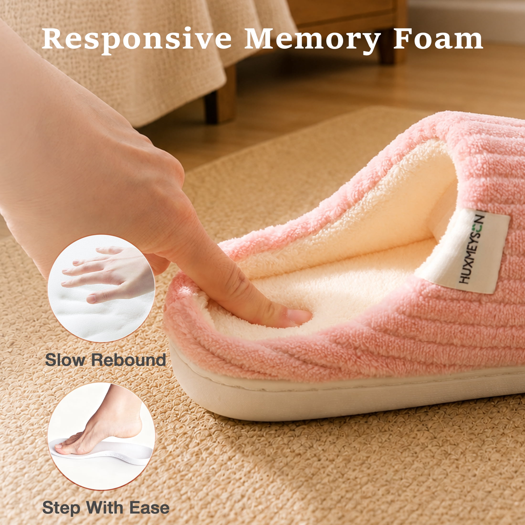 Sasttie Women's Plush Memory Foam House Slippers with Anti-Skid Rubber Sole product image 1