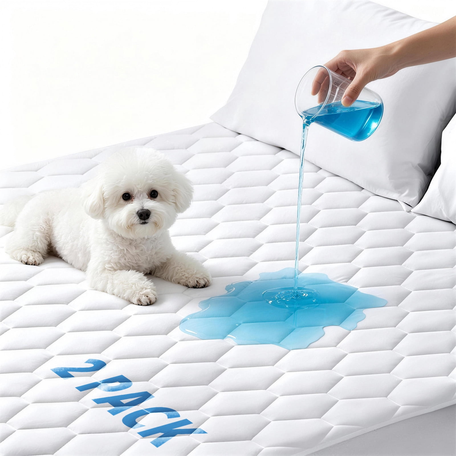 Sasttie Quilted Waterproof Mattress Protector, Deep Pocket Mattress Pad - King / 2 Pack