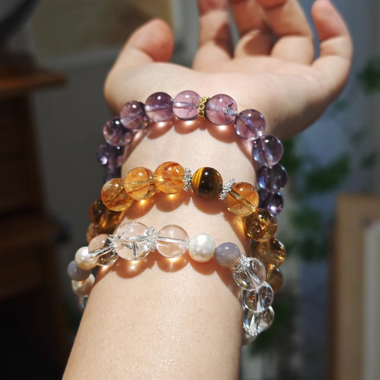 Open Bags One Crystal Stone Bracelet
