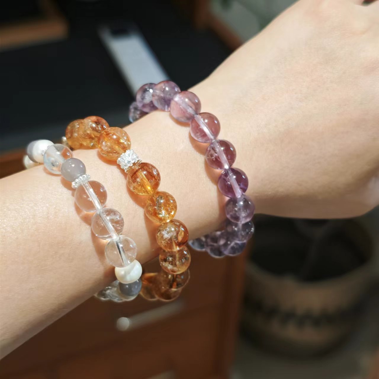 Open Bags One Crystal Stone Bracelet