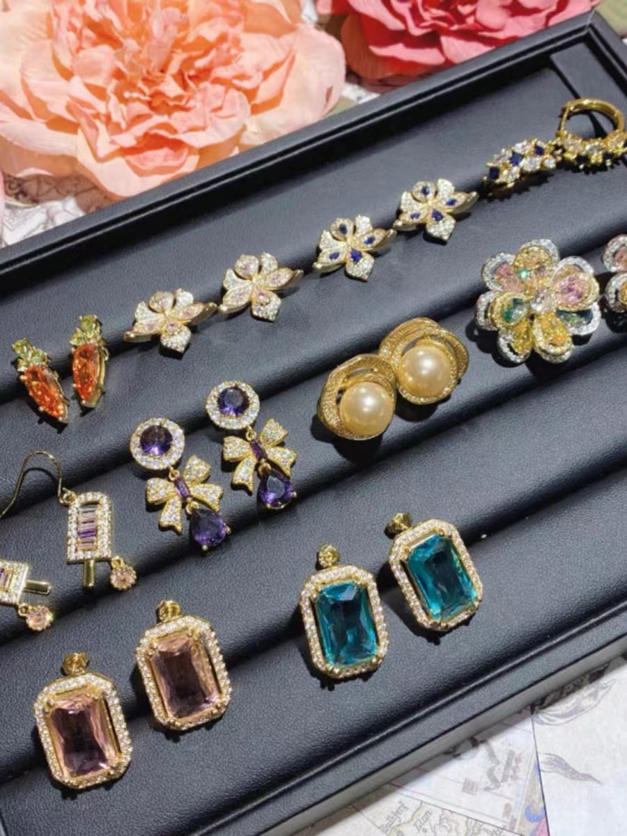 MJYjewelry Colorful Gemstone Earrings Bag