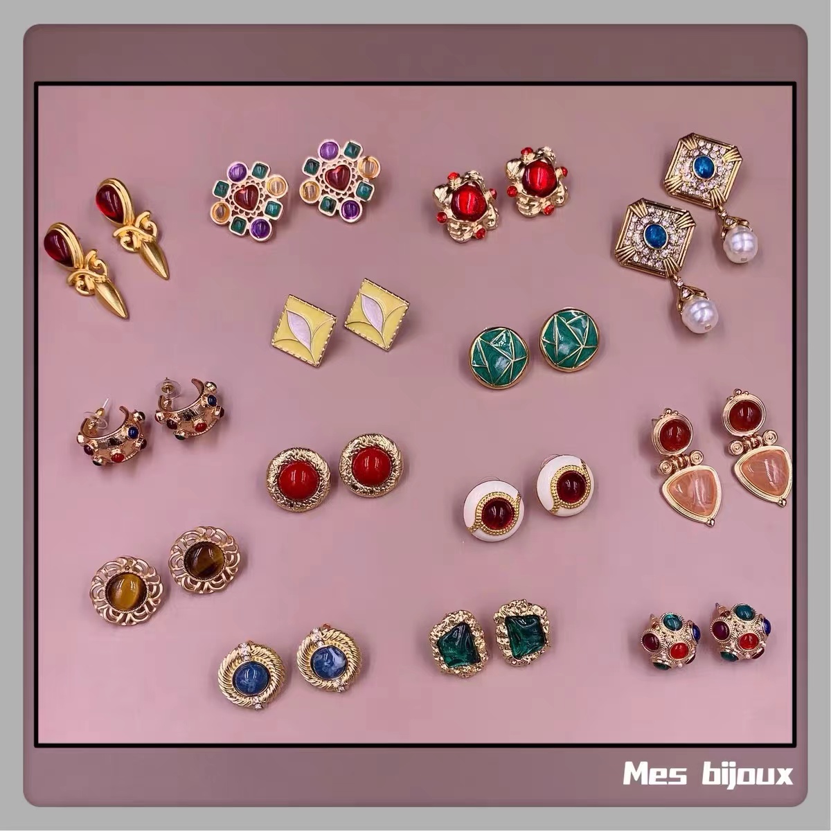 MJYjewelry Colorful Gemstone Earrings Bag