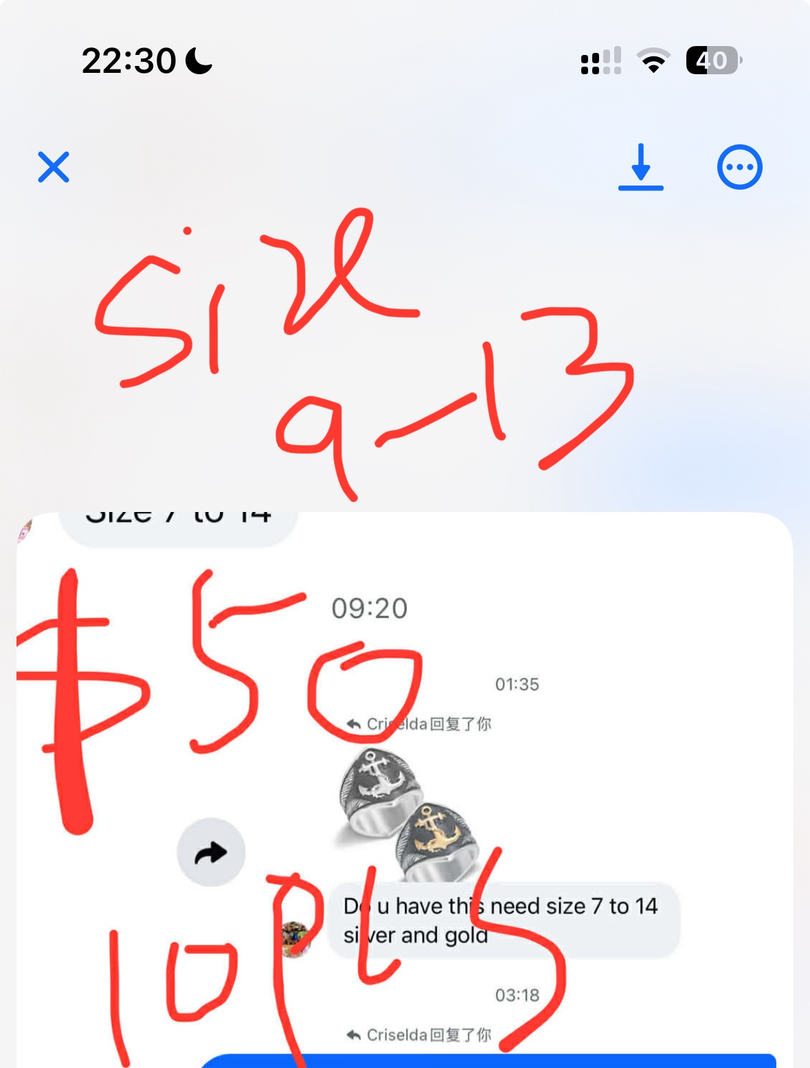 Cris $608-$50discount=$558