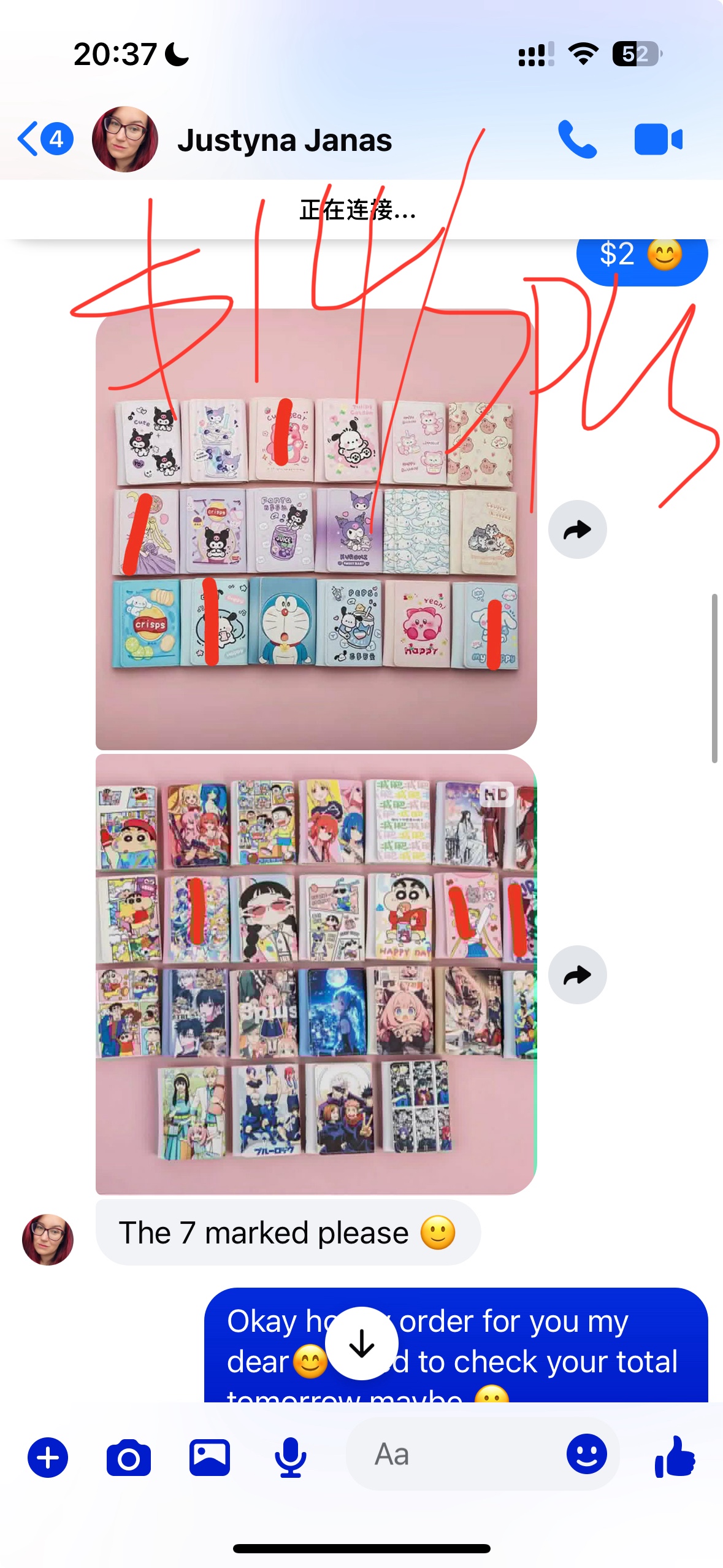 Justyna $167+$420=$587*0.95=$557