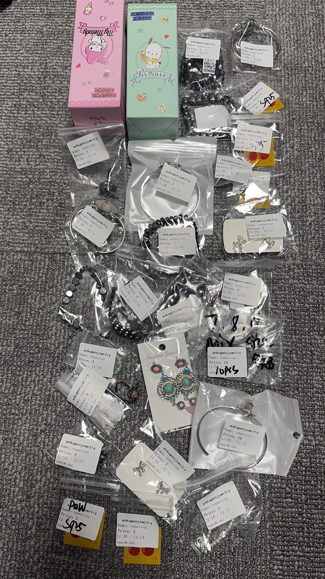 Vanessa packing $438+$25tariff=$463