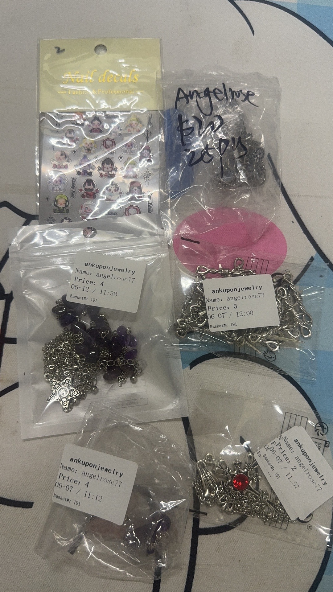 Angel rose    66$+65$=131$+73$+209$=413$+$307=$720