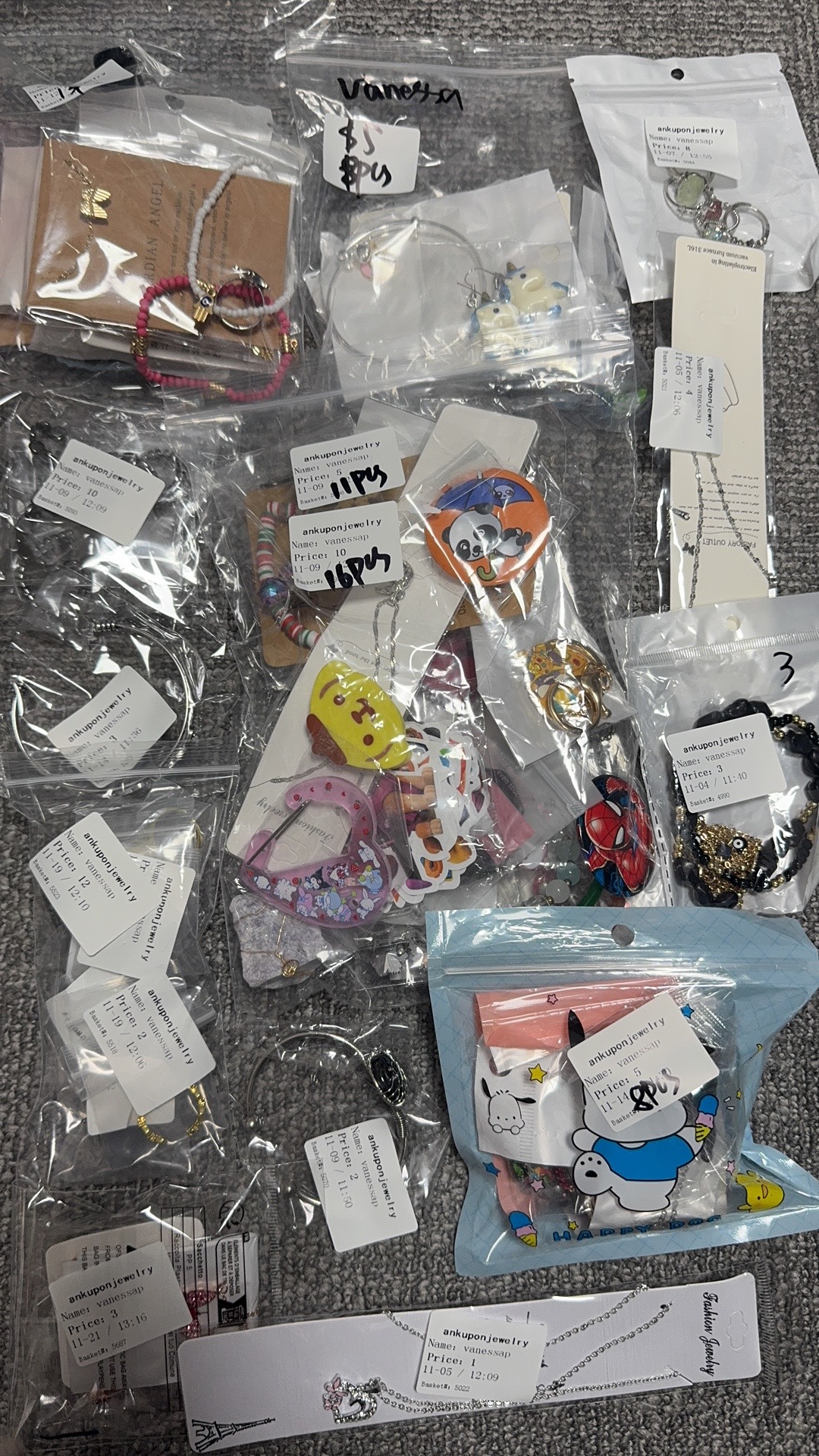 Vanessa packing $438+$25tariff=$463