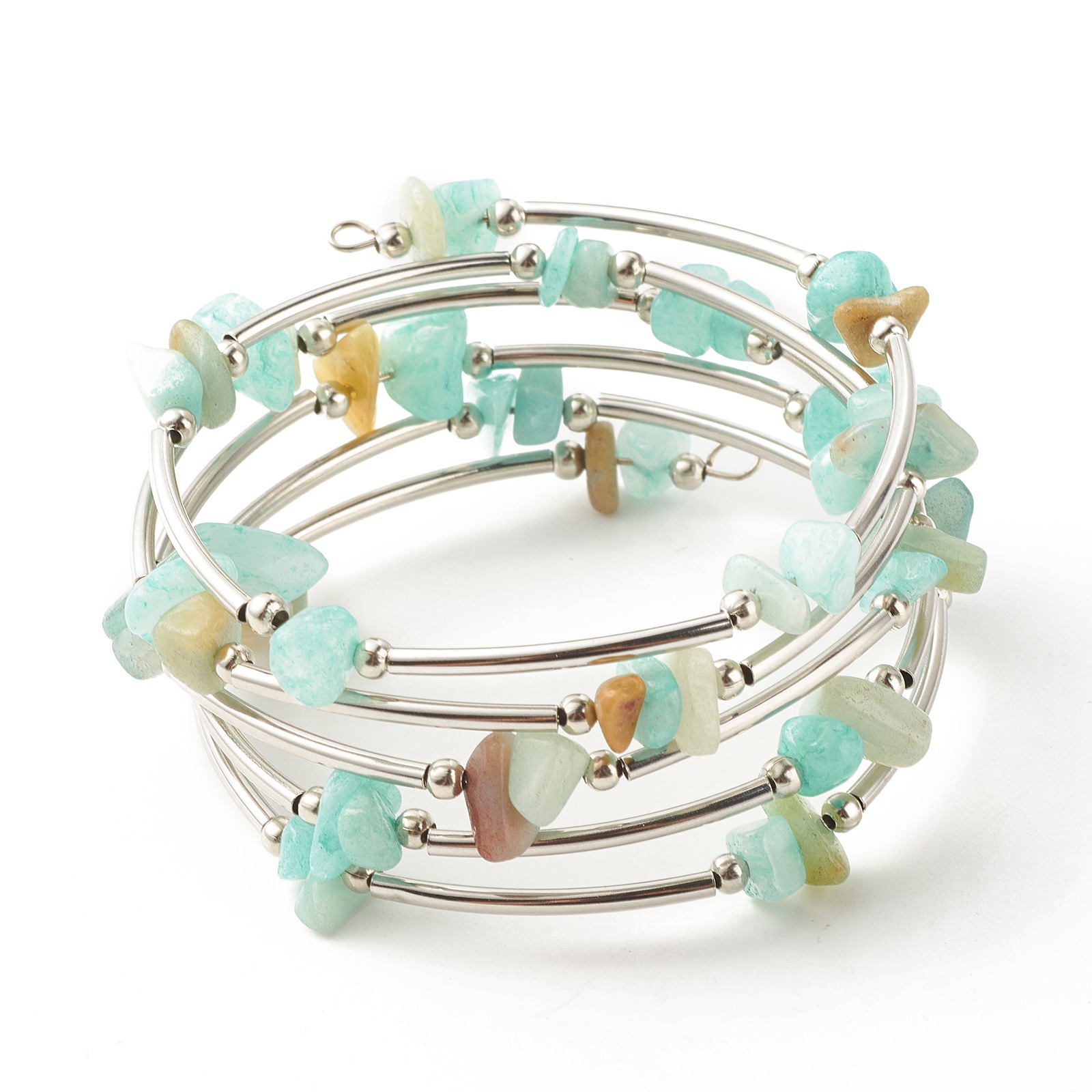 European and American Natural Crystal Stone Bracelet Internet Celebrity Female Blue Gold Red Dongling Amethyst Winding Bracelet Aquamarine Bracelet