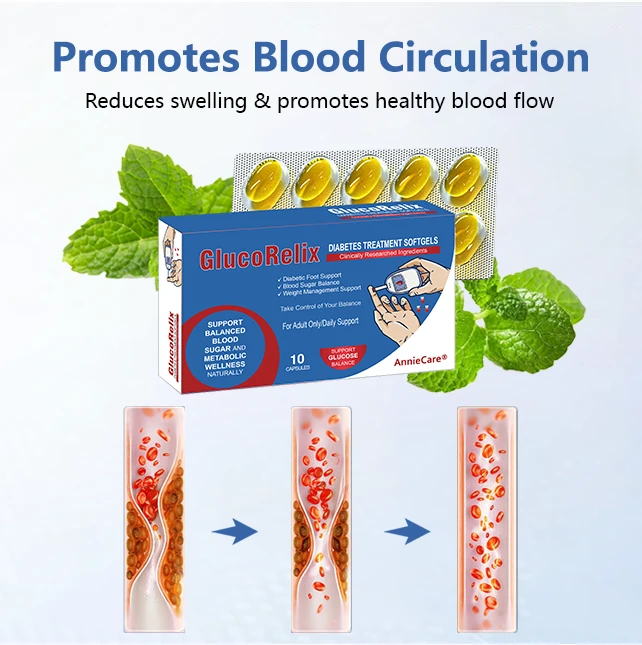 AnnieCare® GlucoRelix Diabetes Treatment Softgels ✅ Diabetic Foot Relief - Glucose Metabolism Support - Weight Control Support