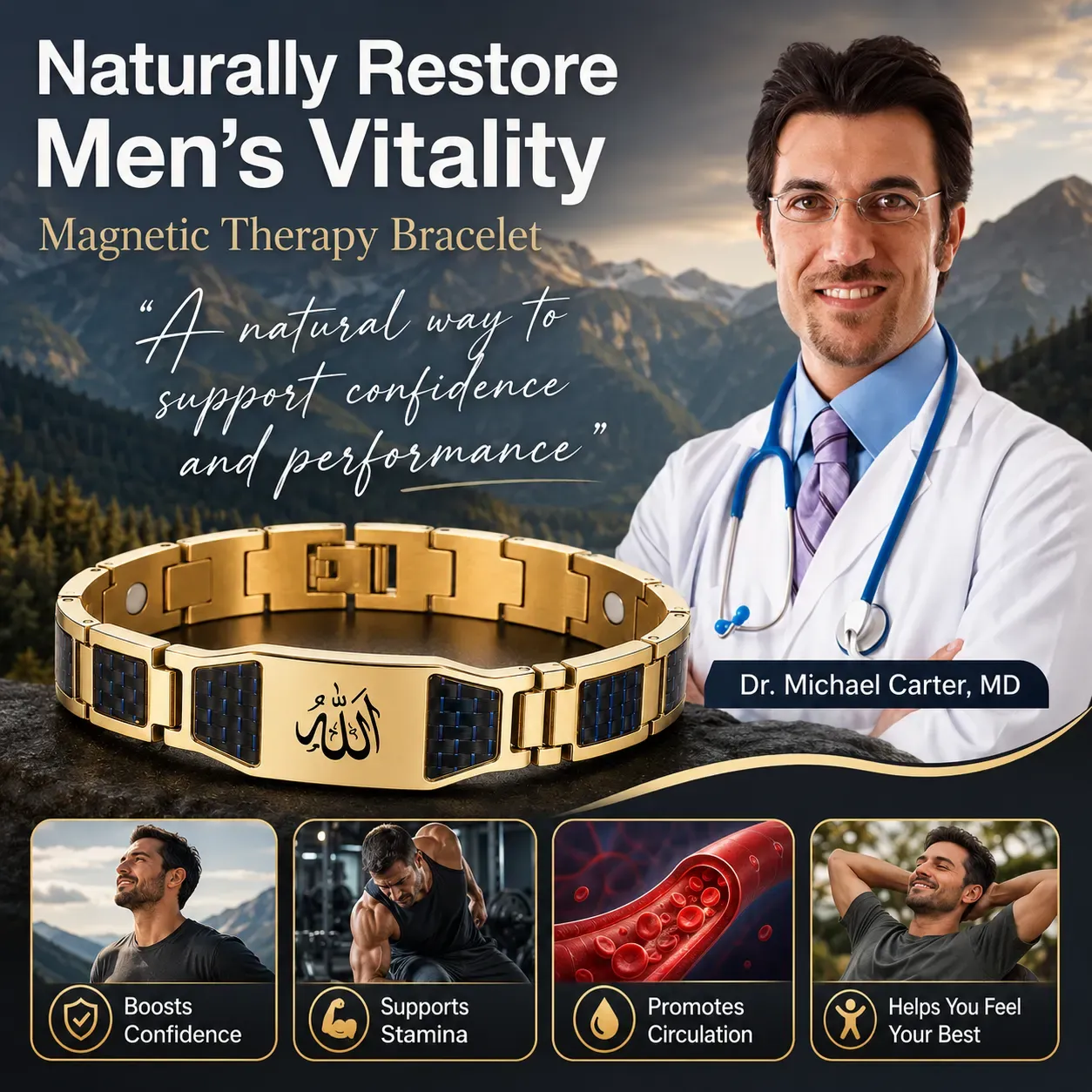 ✨🔥Men's Strength & Vitality Bracelet💯🎂Upgrade Your Energy, Style, and Confidence