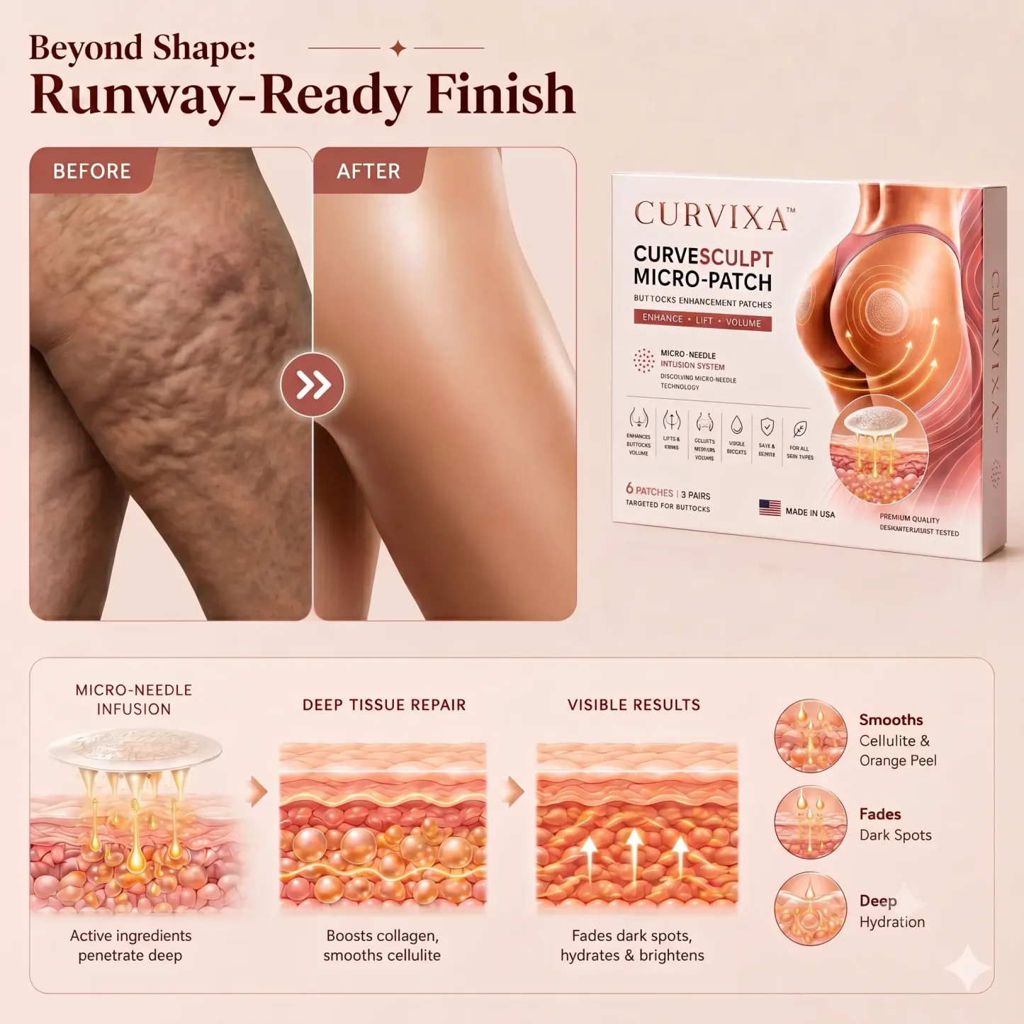 Curvixa™ CurveSculpt Micro-Patch ✦ Sculpt • Firm • Smooth Lower Body Curves ✦ Micro-Needle Infusion System
