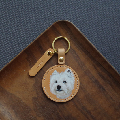 Cowhide Custom Photo Pet Souvenir Keychain  (Regular Production Time：1-2 months)