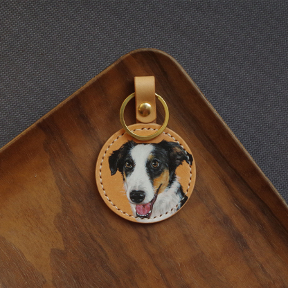 Cowhide Custom Photo Pet Souvenir Keychain  (Regular Production Time：1-2 months)