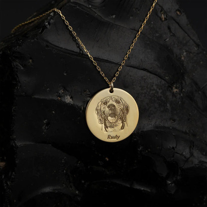 Pet Photo Necklace in Sterling Silver, Pet Memorial Gift, Dog Necklace, Engraving Pet Necklace, Pet Remembrance Jewelry, Gift for Pet Lover