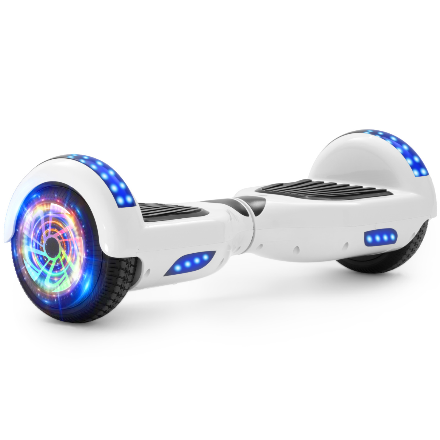 Neues 6,5" weißes Hoverboarde für Kinder, mit Bluetooth Musik Lautsprecher und Disco LED Licht - 500W 12km/h