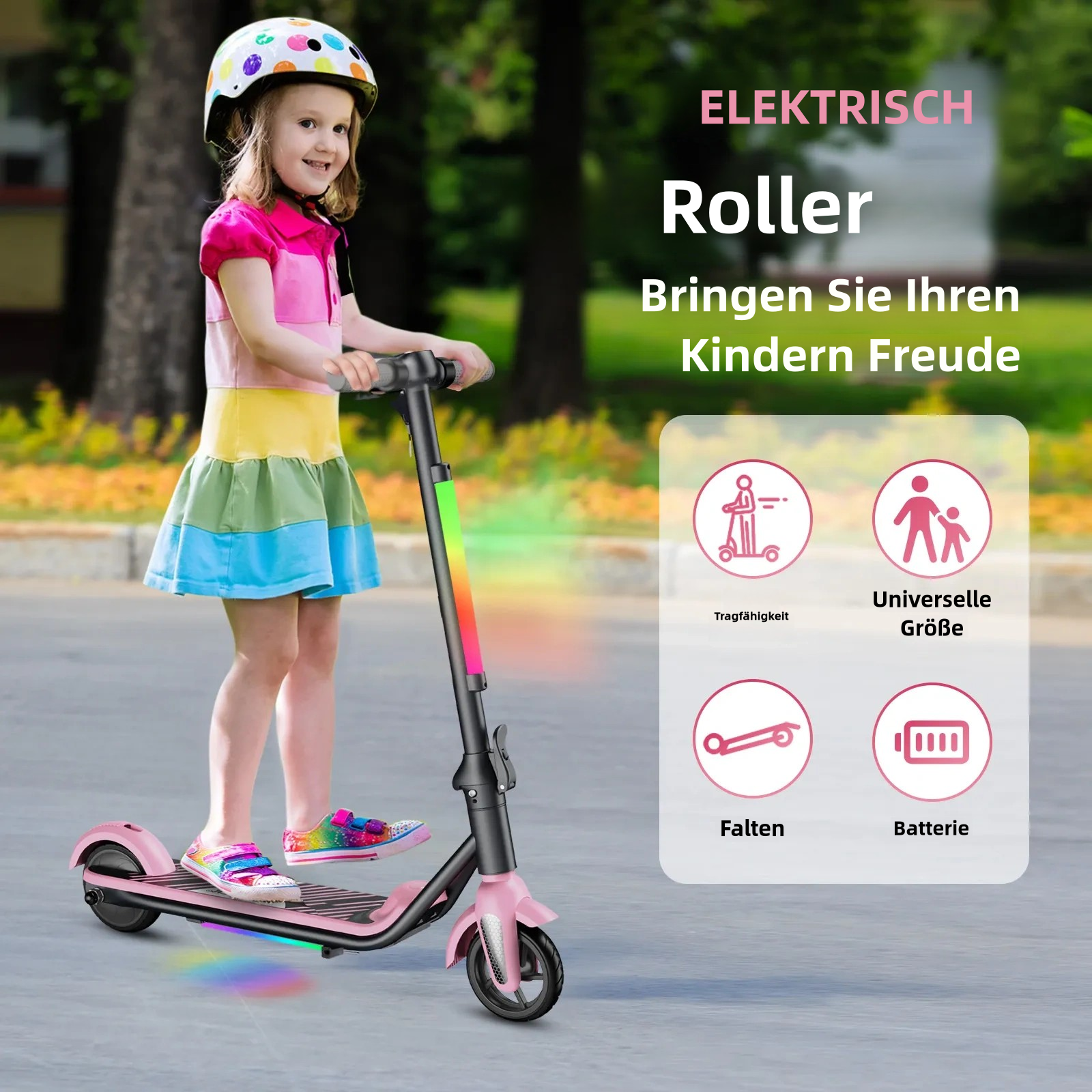 F6S Elektroroller Kinder-Klapp-Elektroroller, 8 km, 130 W, LED-Anzeige, 14 km/h