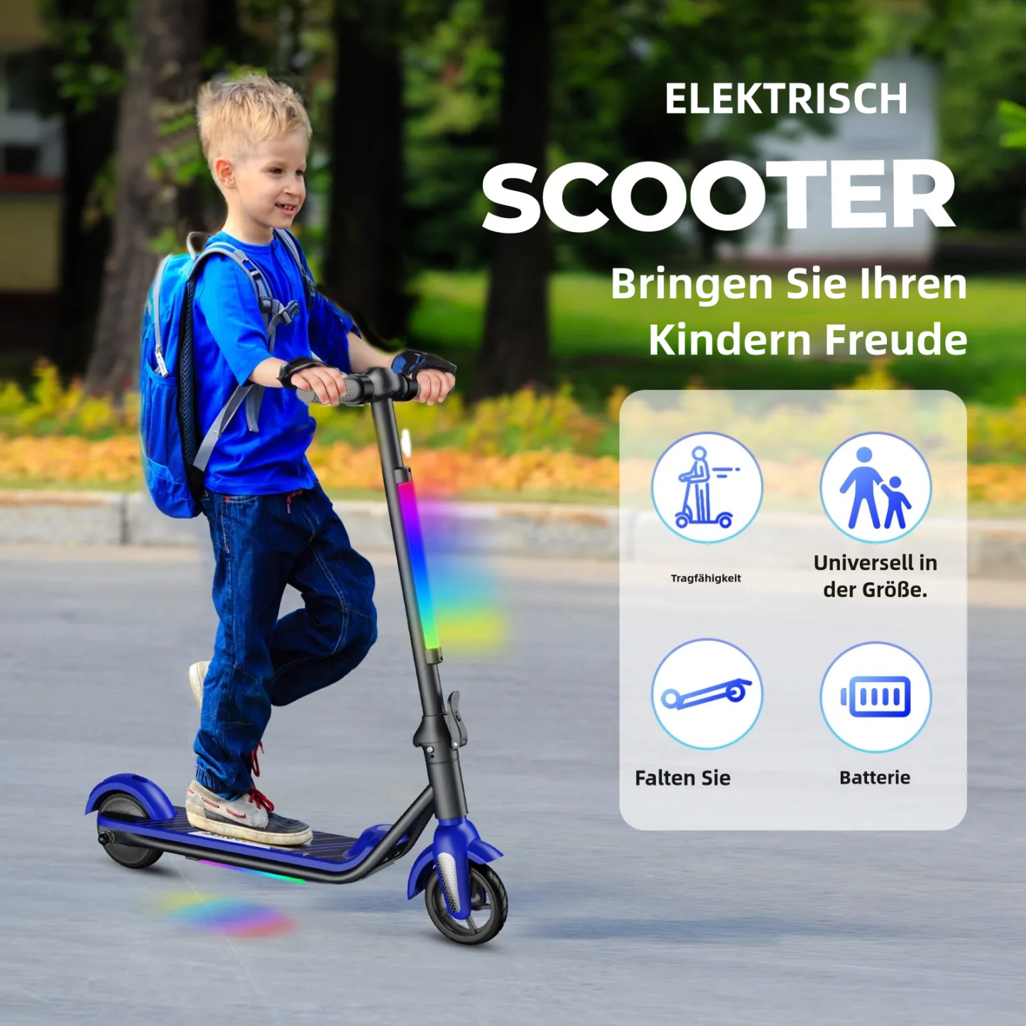 F6S Elektroroller Kinder-Klapp-Elektroroller, 8 km, 130 W, LED-Anzeige, 14 km/h