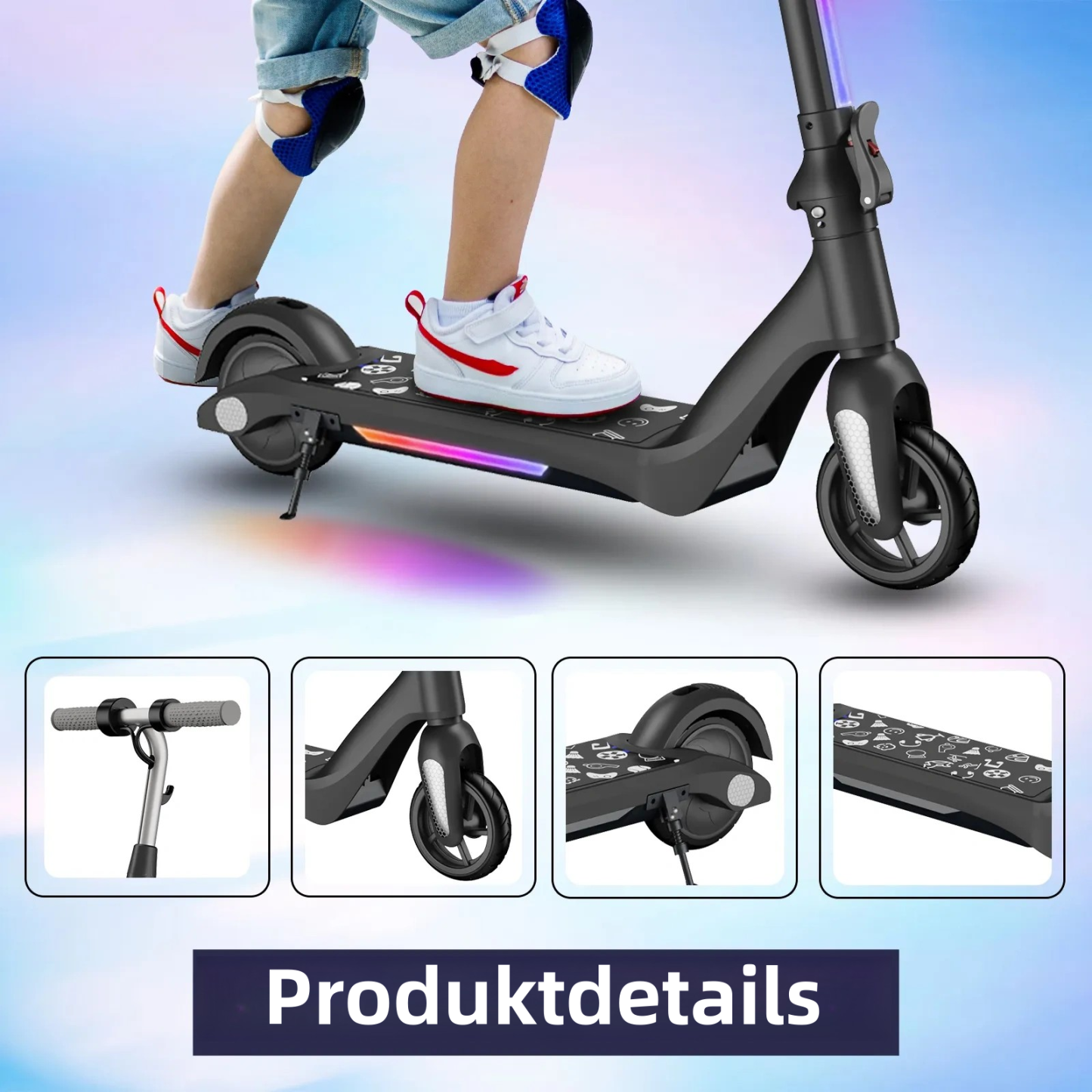 F6 Kinder Elektroroller UK Klappbarer Jugend Elektroroller 80W 12km/h LED-Anzeige