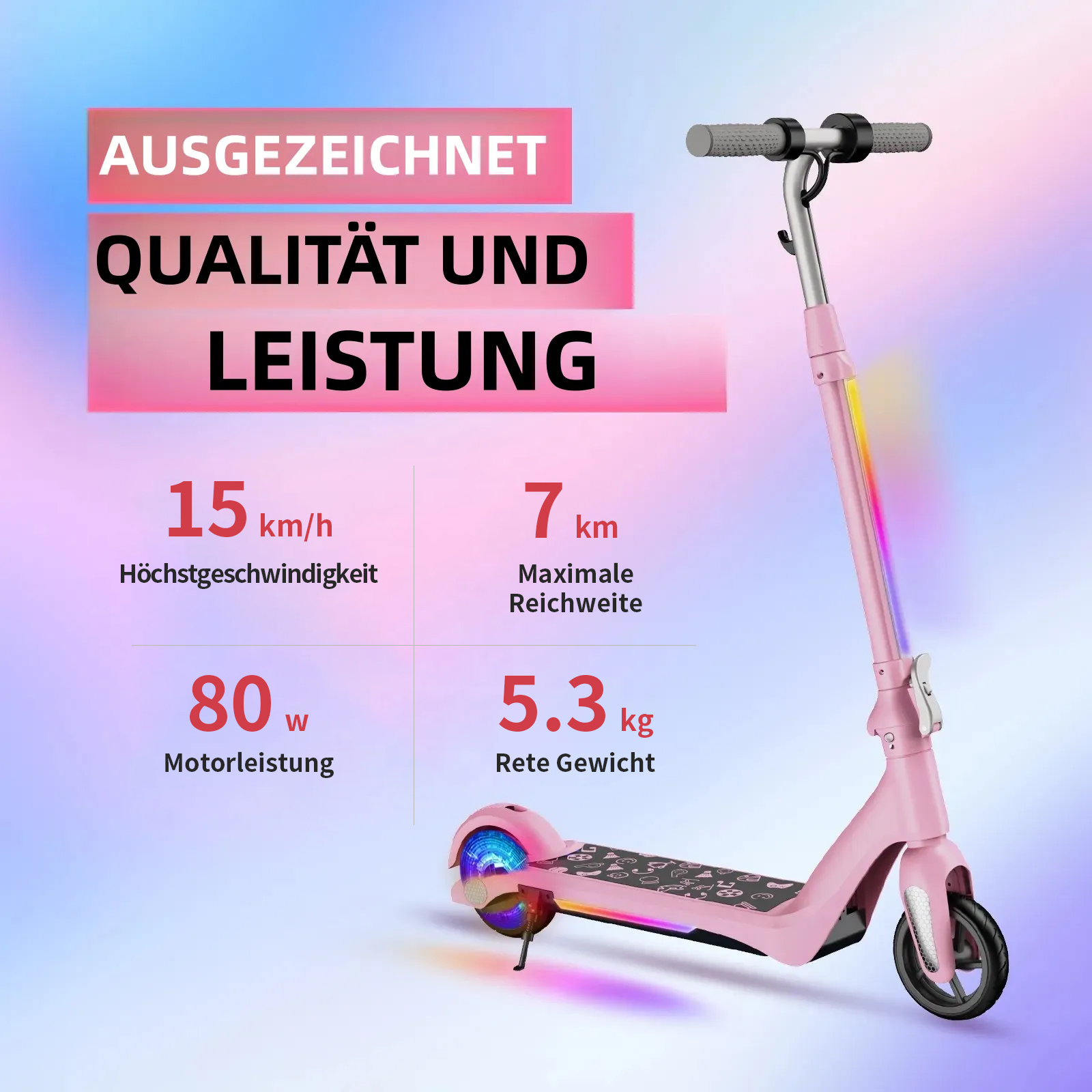 F6 Kinder Elektroroller UK Klappbarer Jugend Elektroroller 80W 12km/h LED-Anzeige