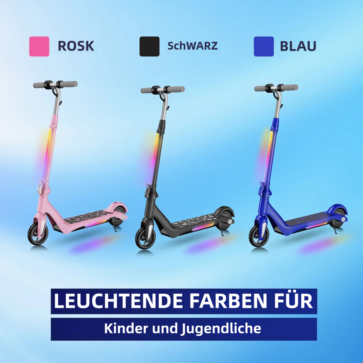 F6 Kinder Elektroroller UK Klappbarer Jugend Elektroroller 80W 12km/h LED-Anzeige